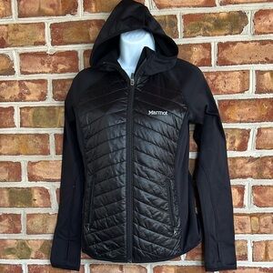 NWT Marmot Varient Women's Black Hooded Performance tech Puffer chest Jacket S